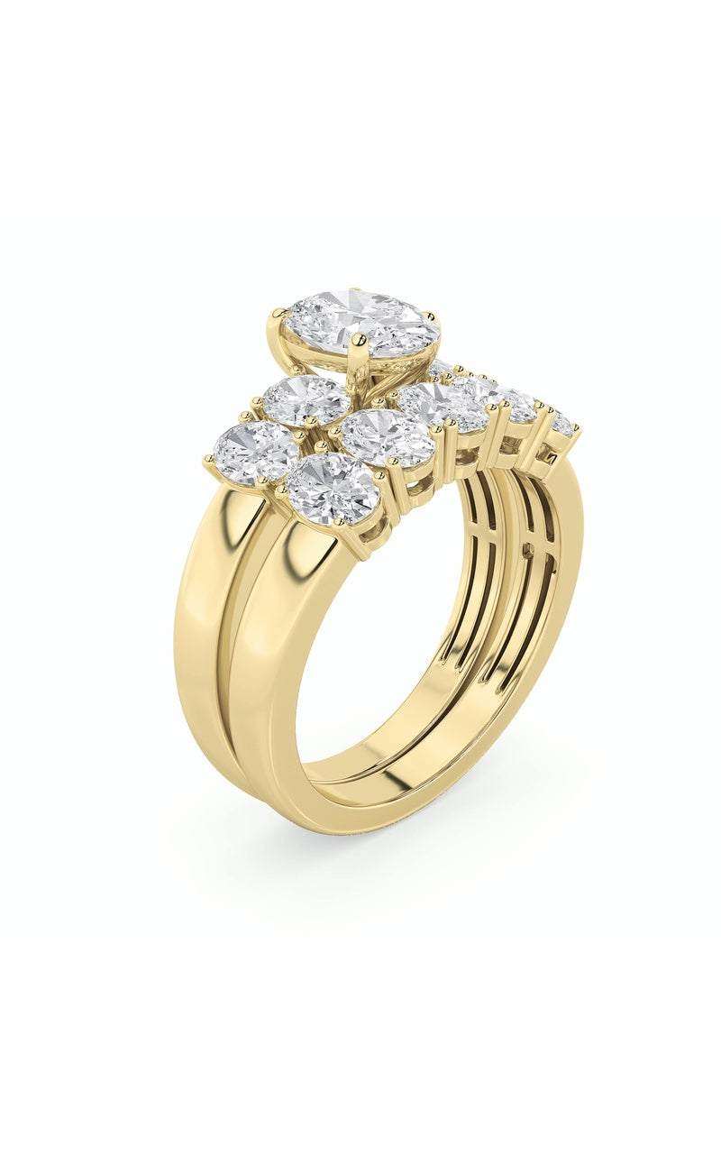 Vs) bridal set with matching band and ring in 14k gold