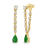 Load image into Gallery viewer, Dublin Pear Emerald & Diamond Dangle Earrings