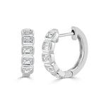 Load image into Gallery viewer, Emerald Cut Bezel Diamond Huggies