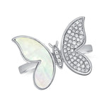 Load image into Gallery viewer, Mother Of Pearl & Diamond Butterfly Ring