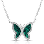 Load image into Gallery viewer, Missy Malachite & Diamond Butterfly Necklace
