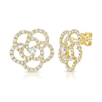 Load image into Gallery viewer, Rose Diamond Flower Stud Earrings