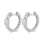 Load image into Gallery viewer, Round & Emerald Cut Diamond Earrings
