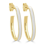 Load image into Gallery viewer, Enamel White Tear Drop Hoops