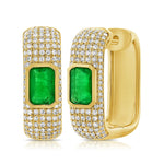 Load image into Gallery viewer, Ibiza Emerald & Diamond Huggies