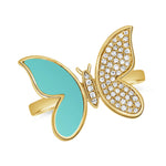 Load image into Gallery viewer, Turquoise & Diamond Butterfly Ring