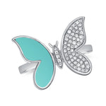Load image into Gallery viewer, Turquoise & Diamond Butterfly Ring