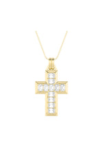 Load image into Gallery viewer, 3CTW Emerald Shaped Lab Grown Diamond (F/VS) Cross Pendant in 14K Gold
