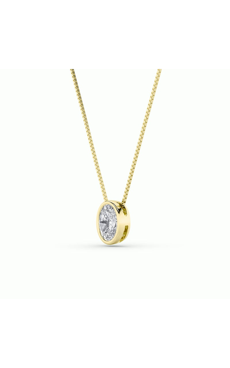 Vs) bezel set solitaire pendant in 14k gold