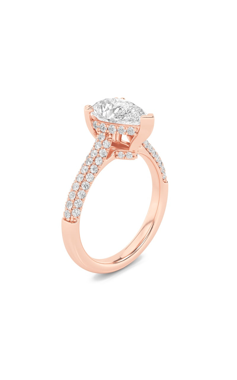 Vs) triple row accented engagement ring in 14k gold