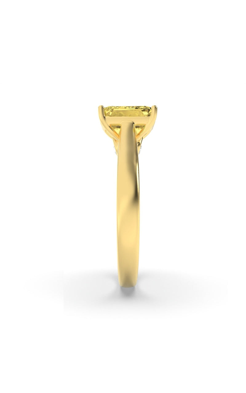 Vs) accented bridge shank engagement ring in 14k gold