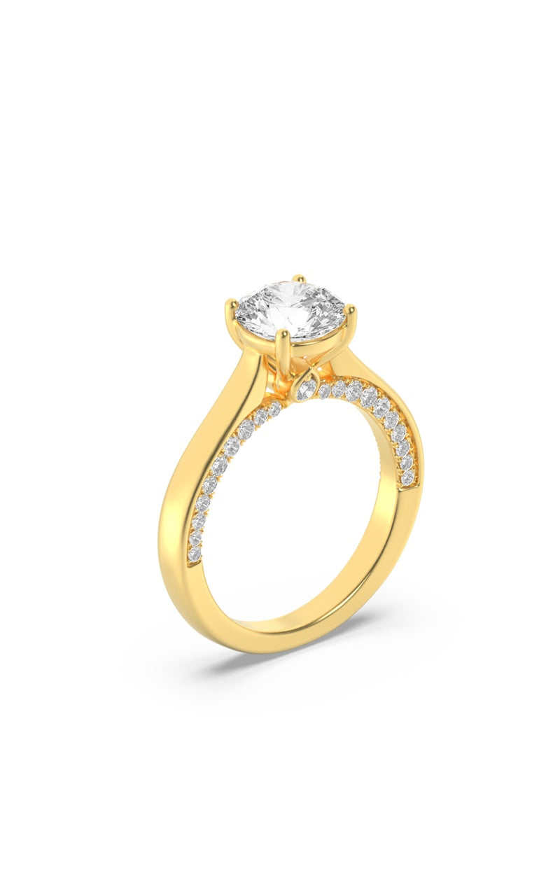 Vs) accented bridge shank engagement ring in 14k gold