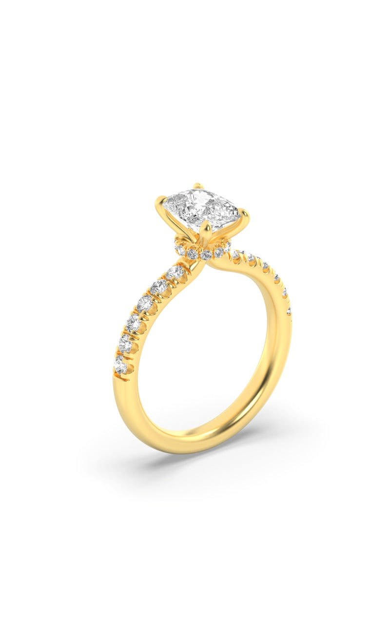 Vs) classic hidden halo accented solitaire engagement ring in 14k gold
