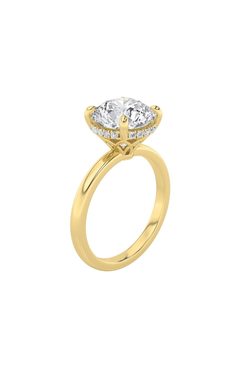 Vs) classic hidden halo solitaire engagement ring in 14k gold