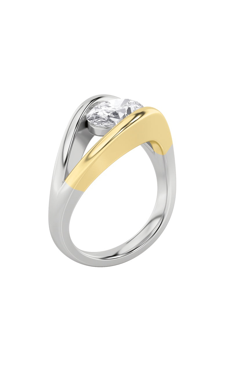 Vs) east west solitaire ring in 14k gold