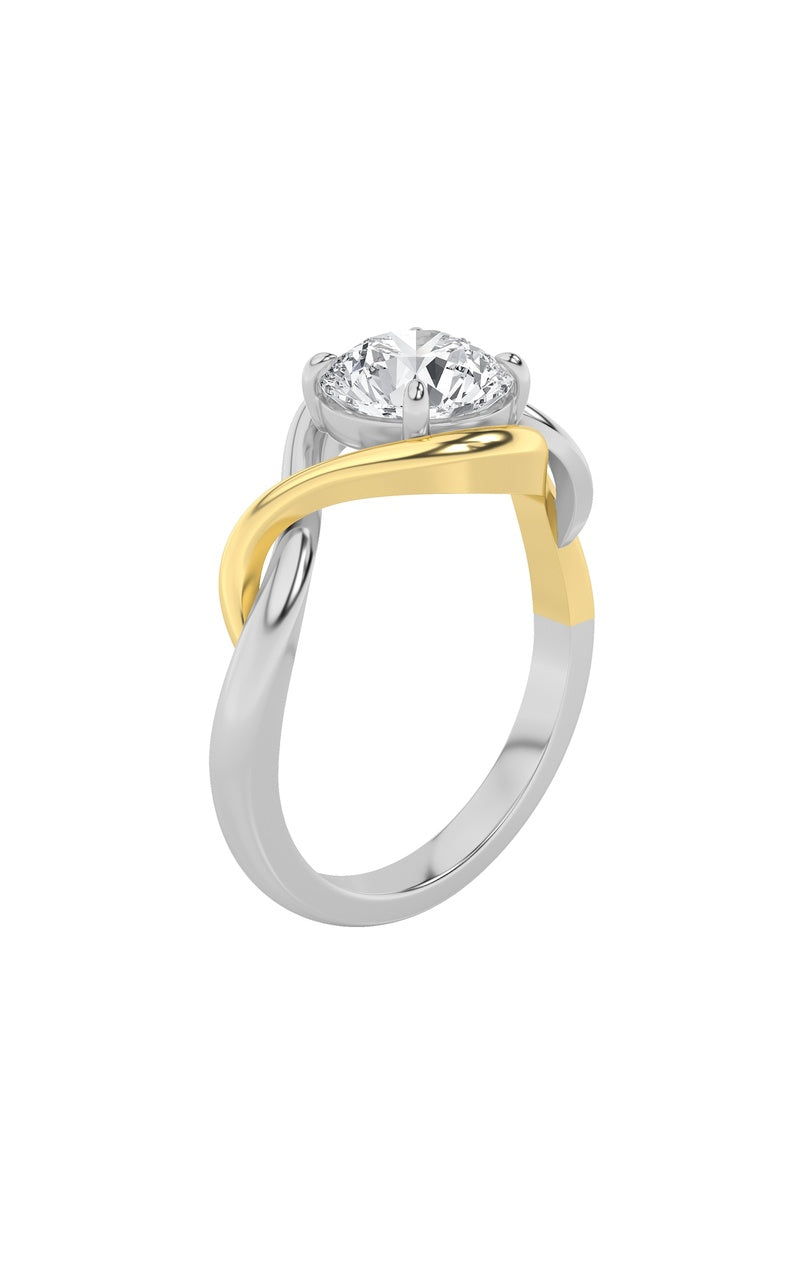 Vs) two tone know solitaire engagement ring in 14k gold