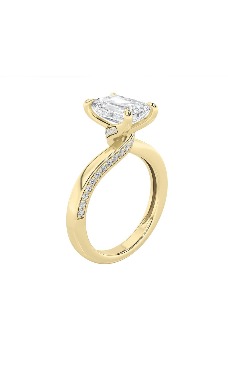 Vs) accented engagement ring in 14k gold