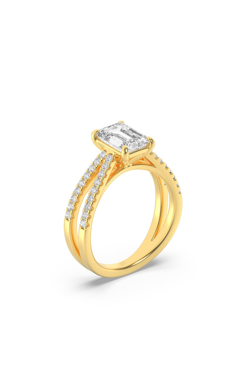 Vs) cross shank accented engagement ring in 14k gold