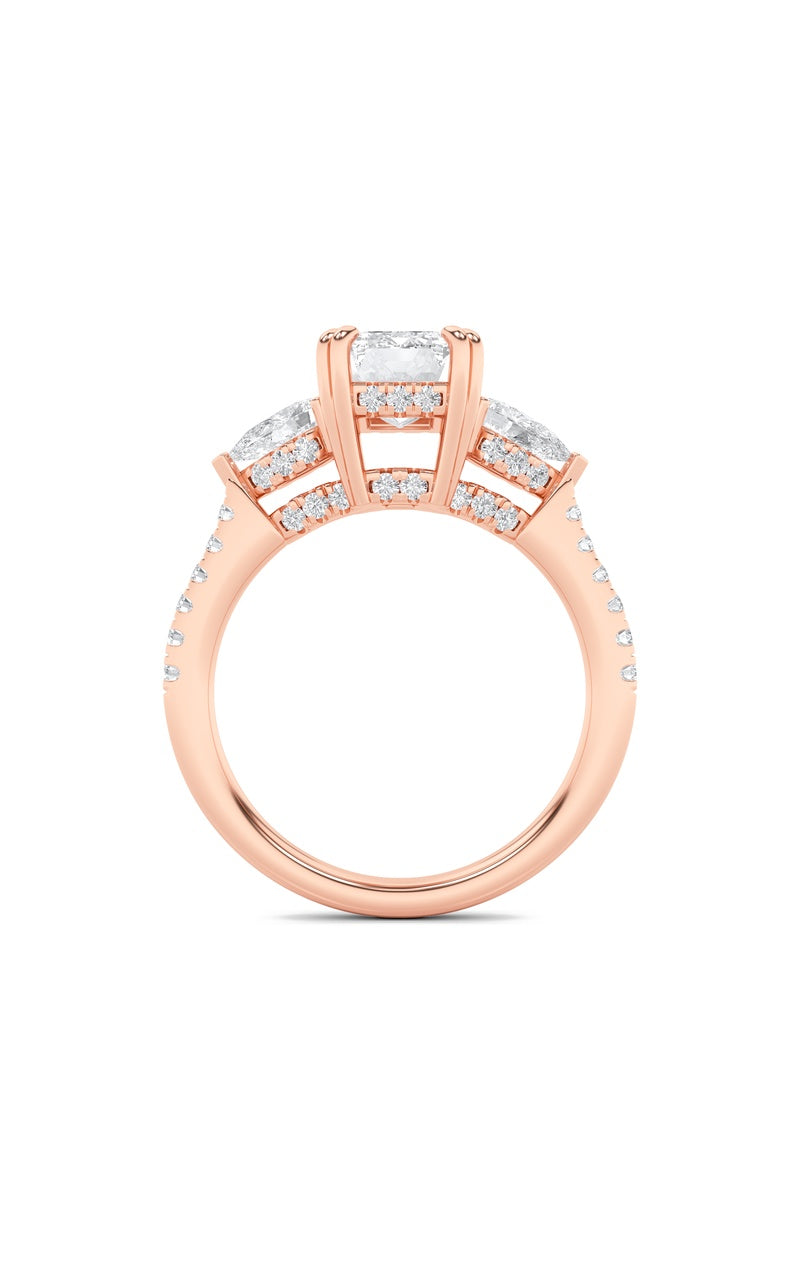 Vs) accented three stone ring in 14k gold