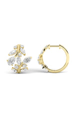 Load image into Gallery viewer, 3CTW Pear Shaped Lab Grown Diamond (F/VS) Leaf Motif Fashion Earrings in 14K Gold