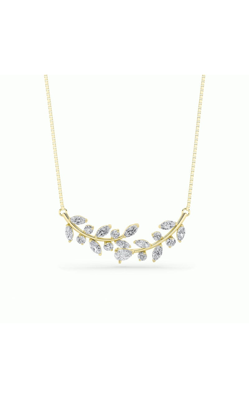 Vs) leaf motif fashion necklace in 14k gold