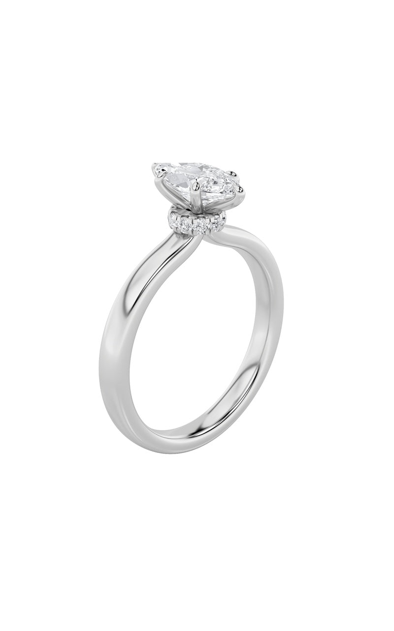 Vs) hidden halo plain shank engagement ring in 14k gold