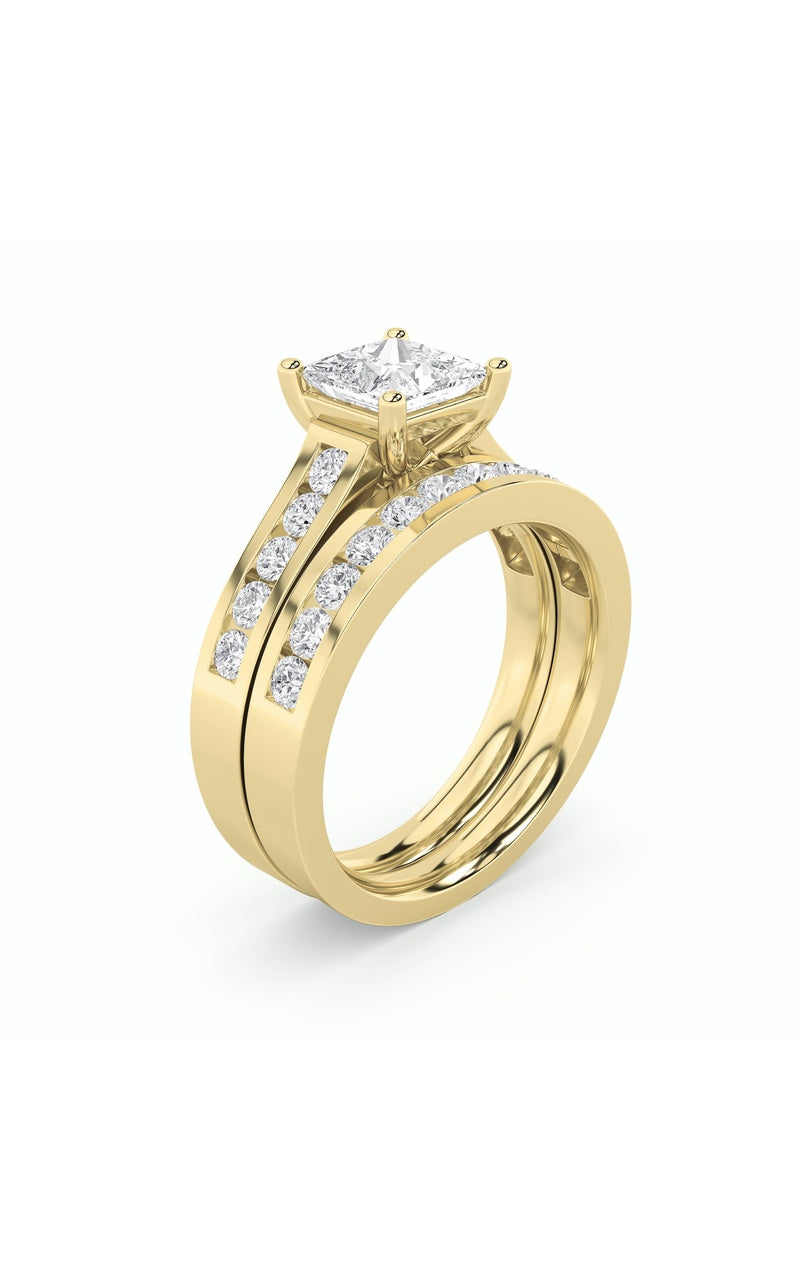 Vs) channel set bridal engagement ring in 14k gold