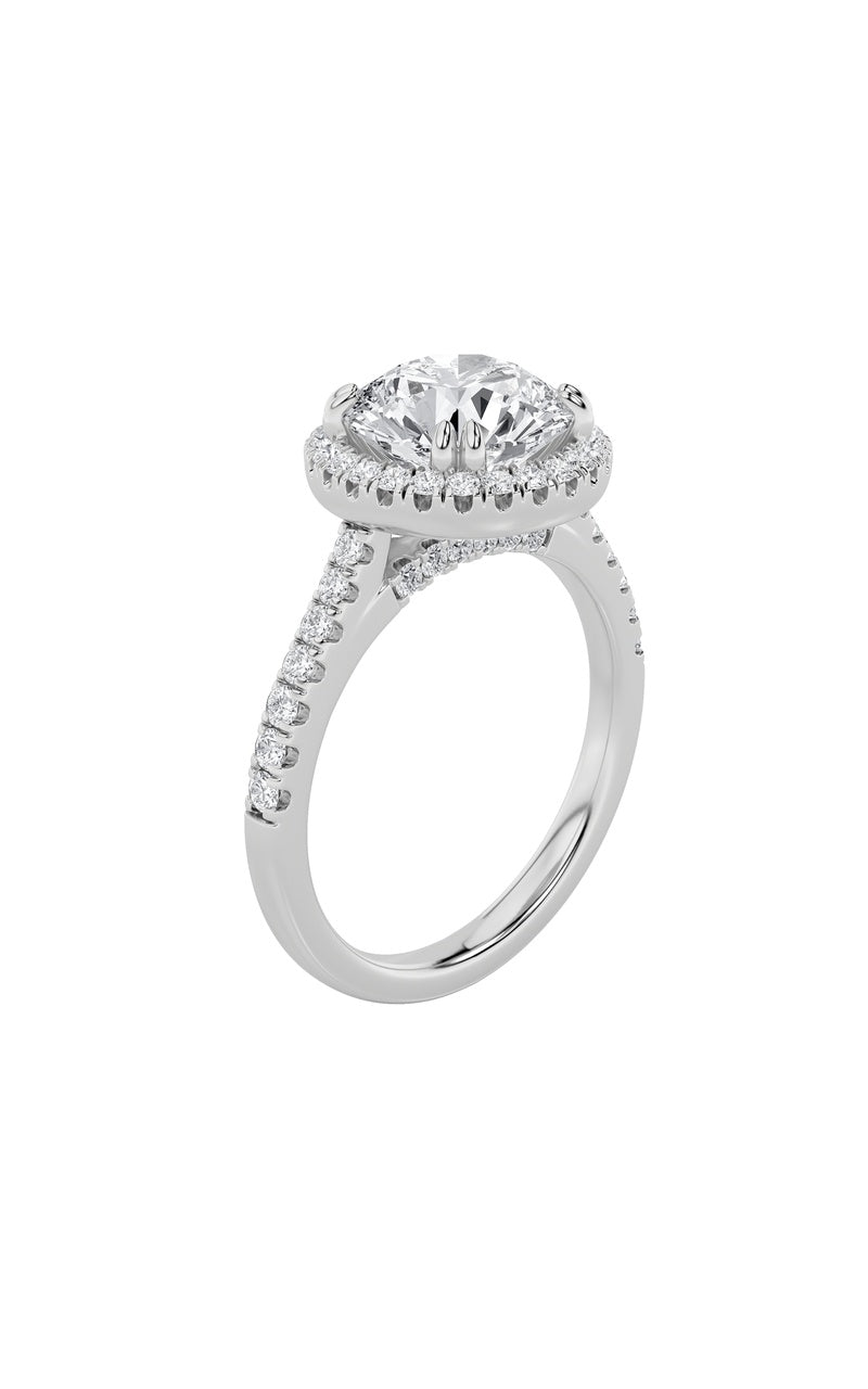 Vs) classic halo accented engagement ring in 14k gold