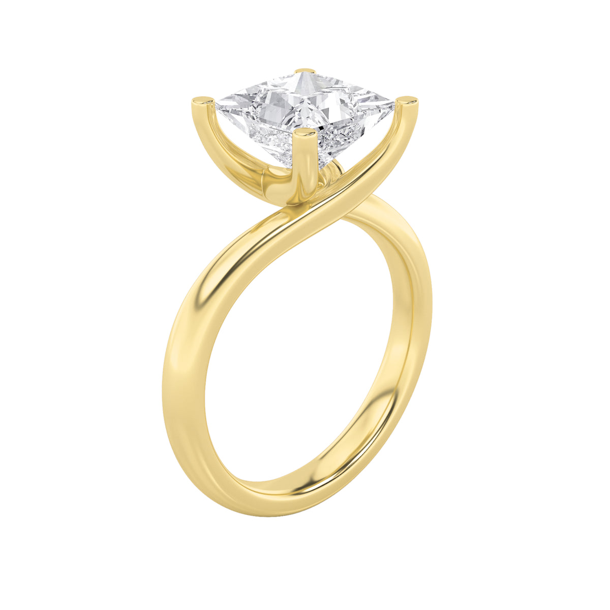 Vs) bypass shank engagement ring in 14k gold