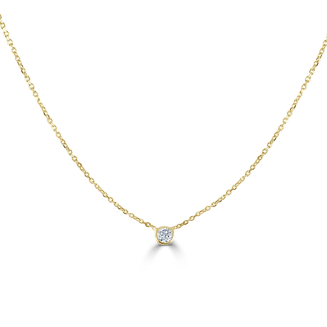 Petite Round Bezel Diamond Solitaire Necklace