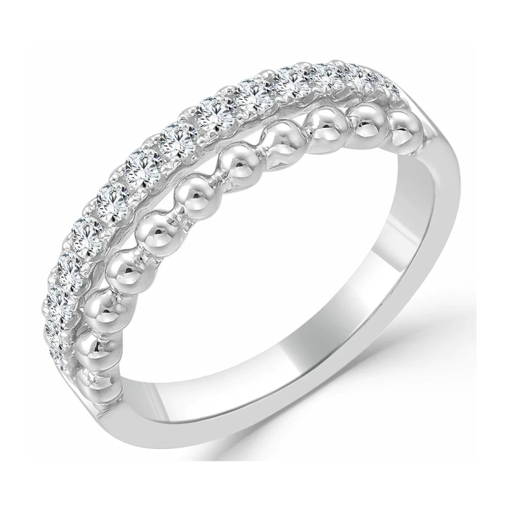 City Diamond Beaded Stack Ring
