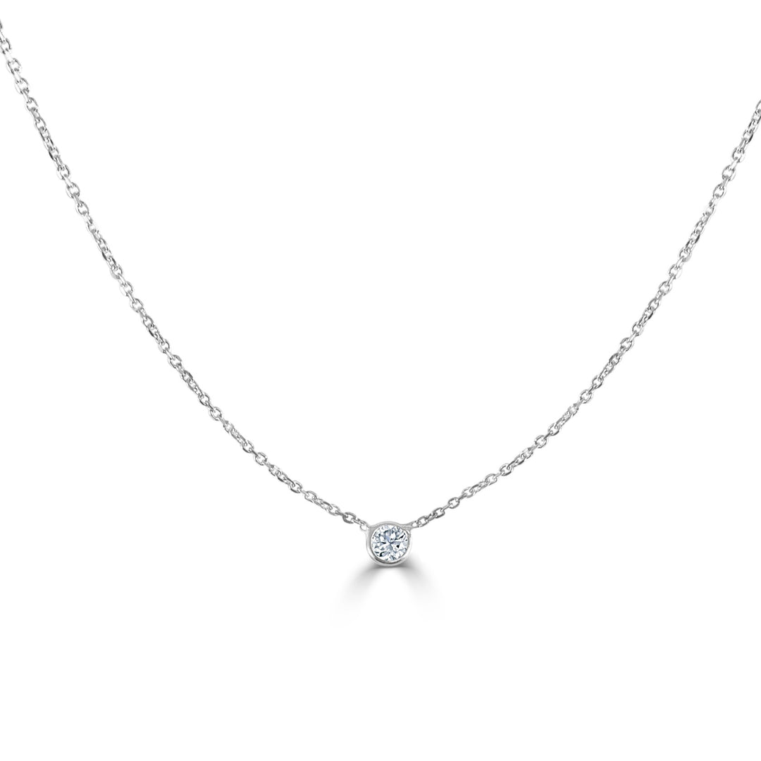 Petite Round Bezel Diamond Solitaire Necklace
