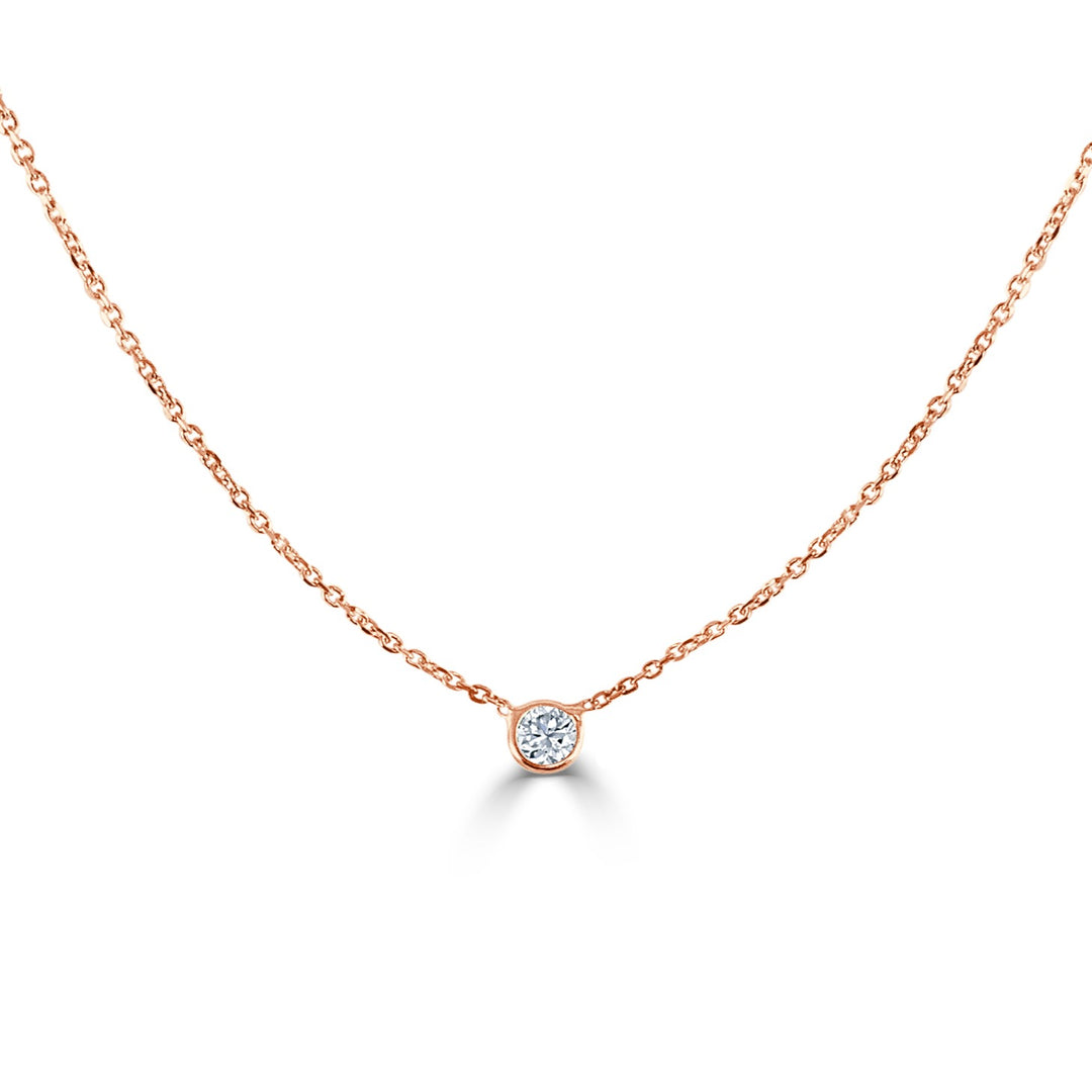 Petite Round Bezel Diamond Solitaire Necklace