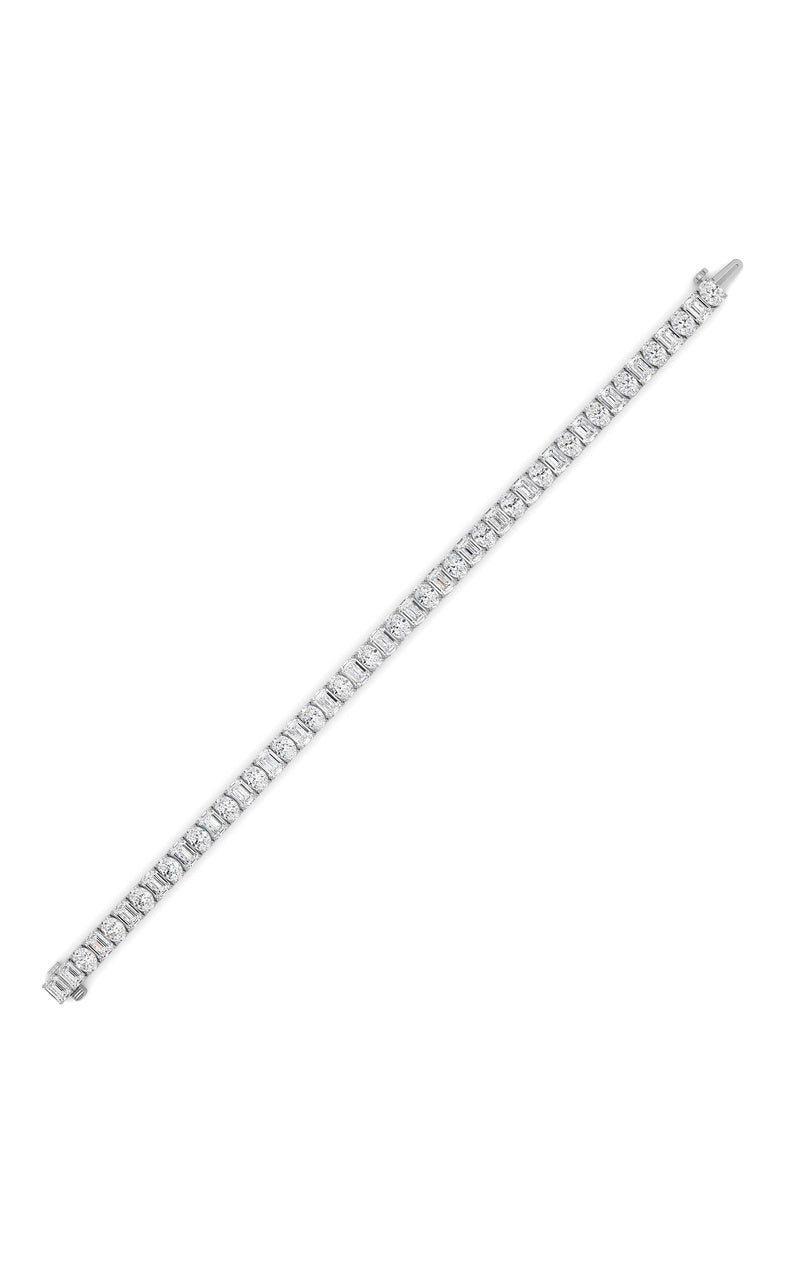 15CTW Emerald Shaped Lab Grown Diamond (F/VS) Bracelet in 14K White Gold
