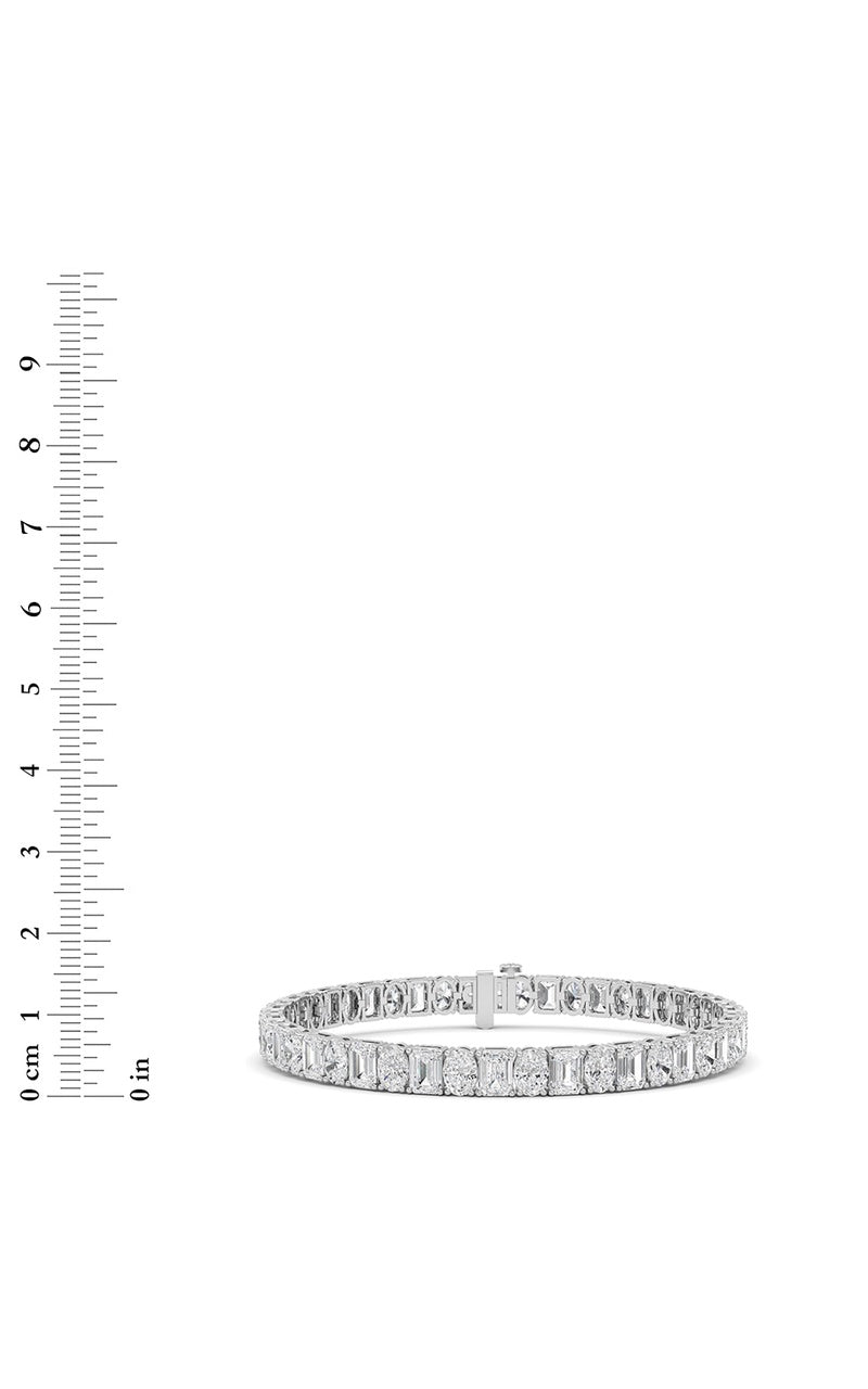 15CTW Emerald Shaped Lab Grown Diamond (F/VS) Bracelet in 14K White Gold