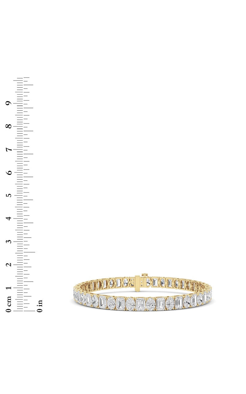 15CTW Emerald Shaped Lab Grown Diamond (F/VS) Bracelet in 14K White Gold