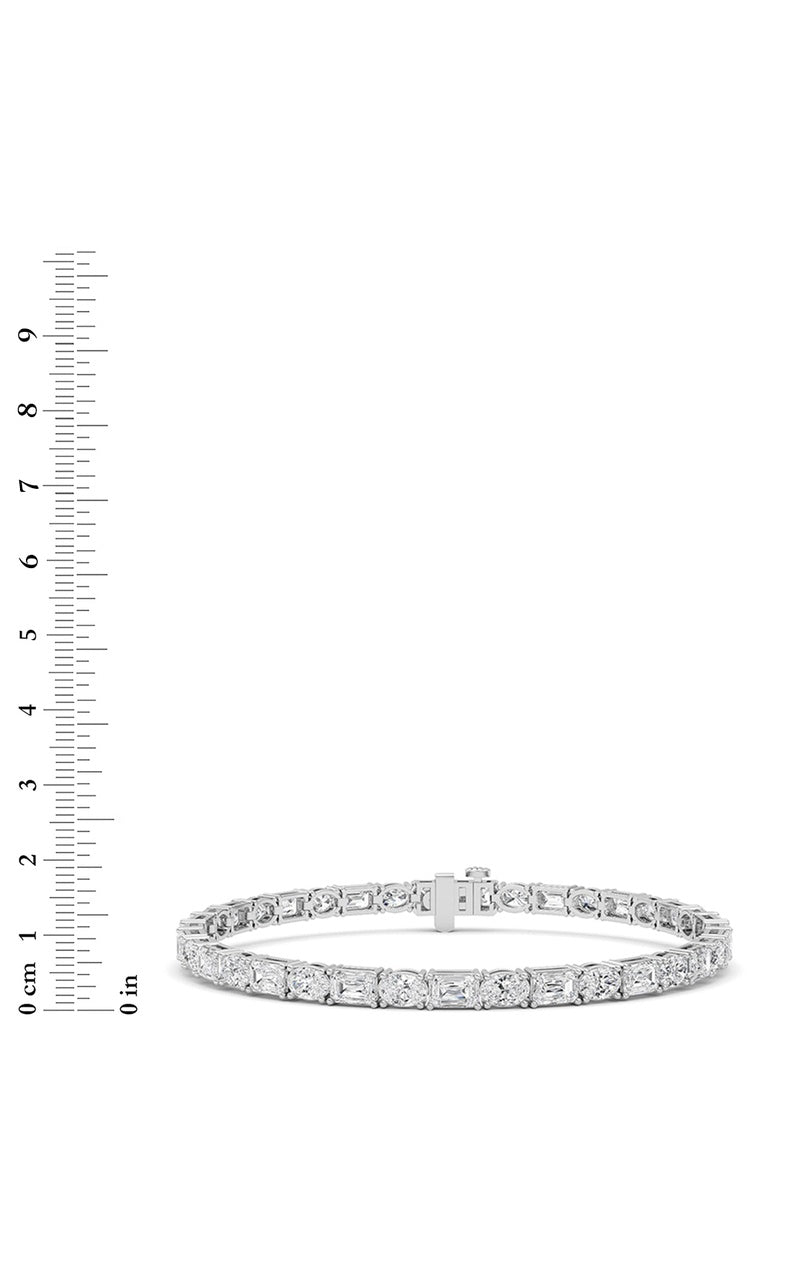 10CTW Emerald Shaped Lab Grown Diamond (F/VS) Bracelet in 14K White Gold