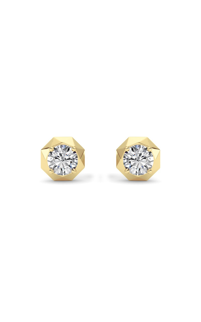 2CTW Round Shaped Lab Grown Diamond (F/VS) Earring in 14K Yellow Gold