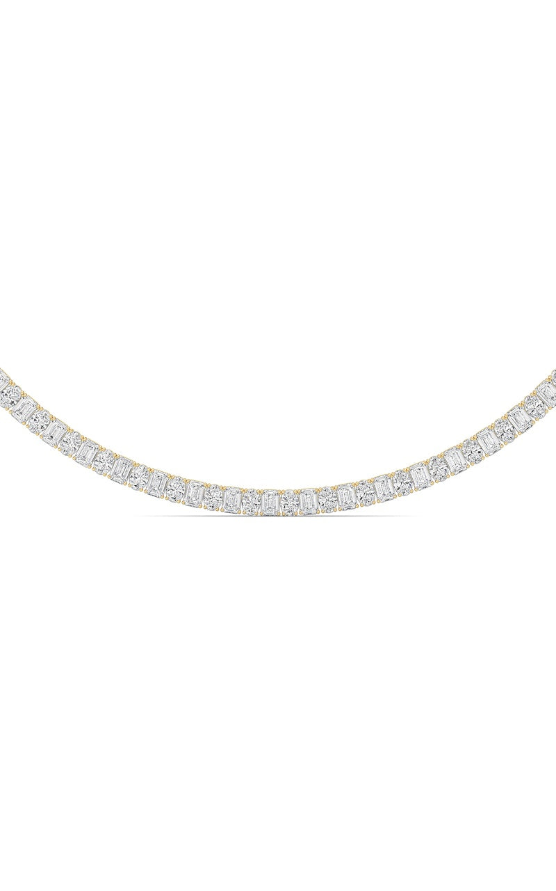 33CTW Emerald Lab Grown Diamond (F/VS ) Necklace in 14K Gold