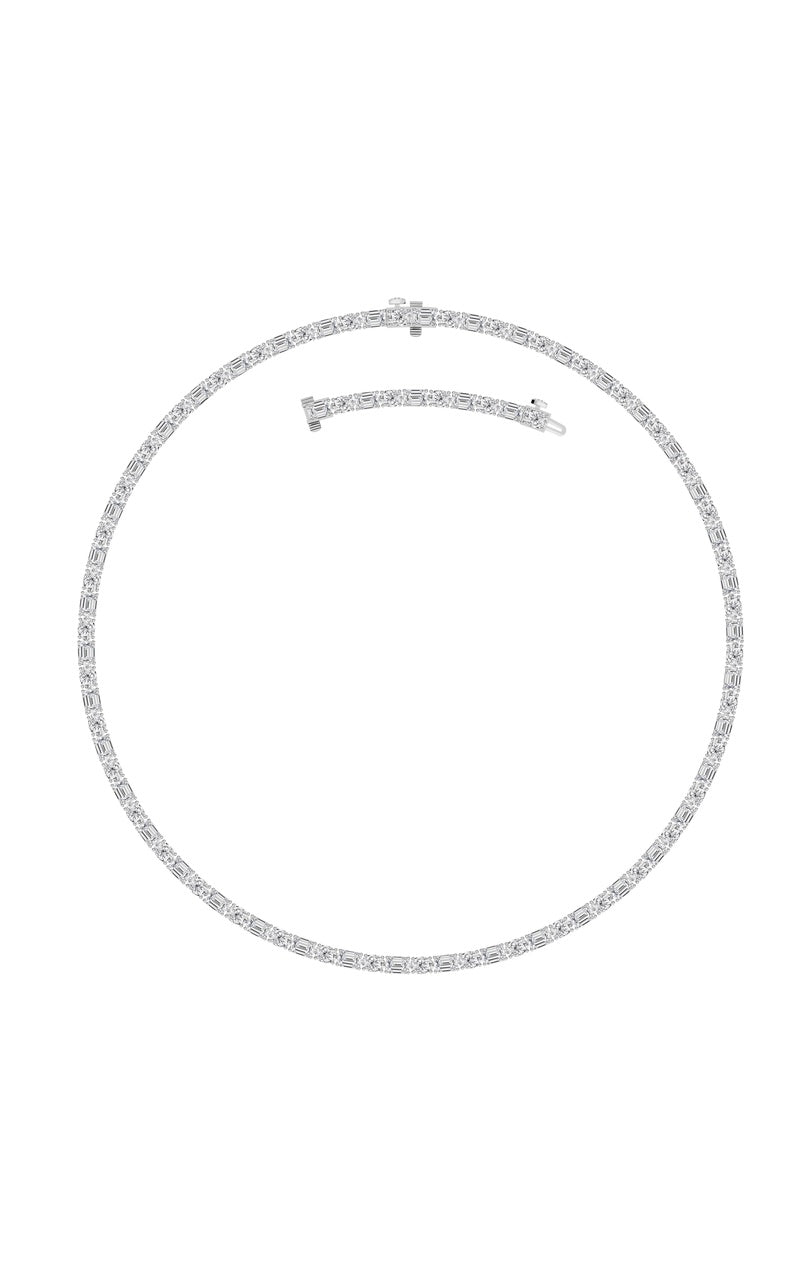 25CTW Emerald Shaped Lab Grown Diamond (F/VS) Necklace in 14K White Gold