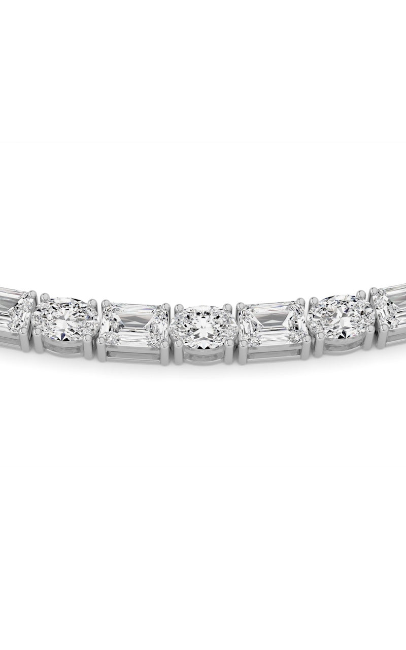 25CTW Emerald Shaped Lab Grown Diamond (F/VS) Necklace in 14K White Gold
