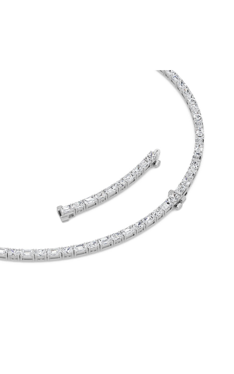 25CTW Emerald Shaped Lab Grown Diamond (F/VS) Necklace in 14K White Gold
