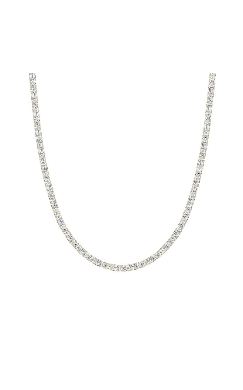 25CTW Emerald Shaped Lab Grown Diamond (F/VS) Necklace in 14K White Gold