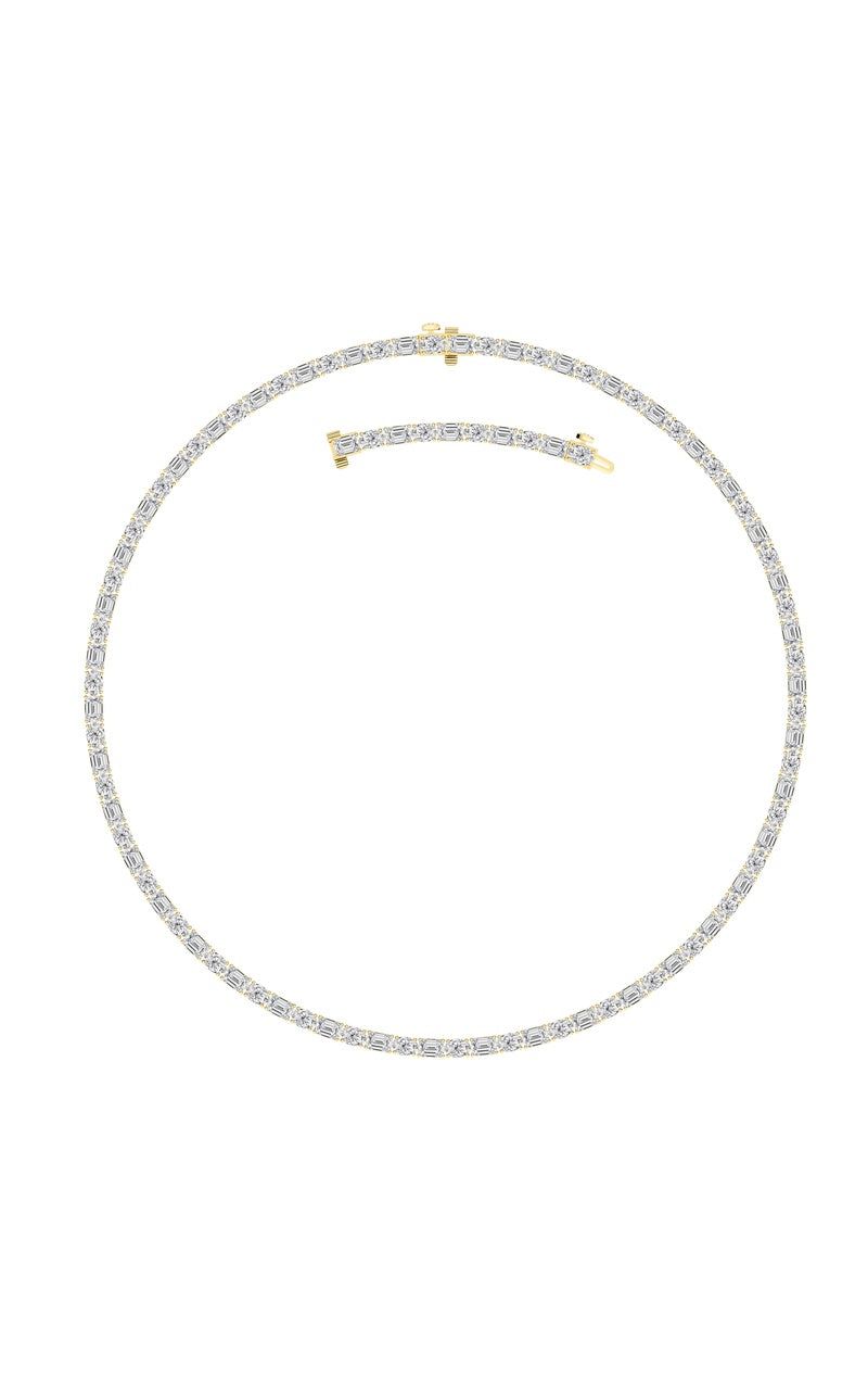 25CTW Emerald Shaped Lab Grown Diamond (F/VS) Necklace in 14K White Gold