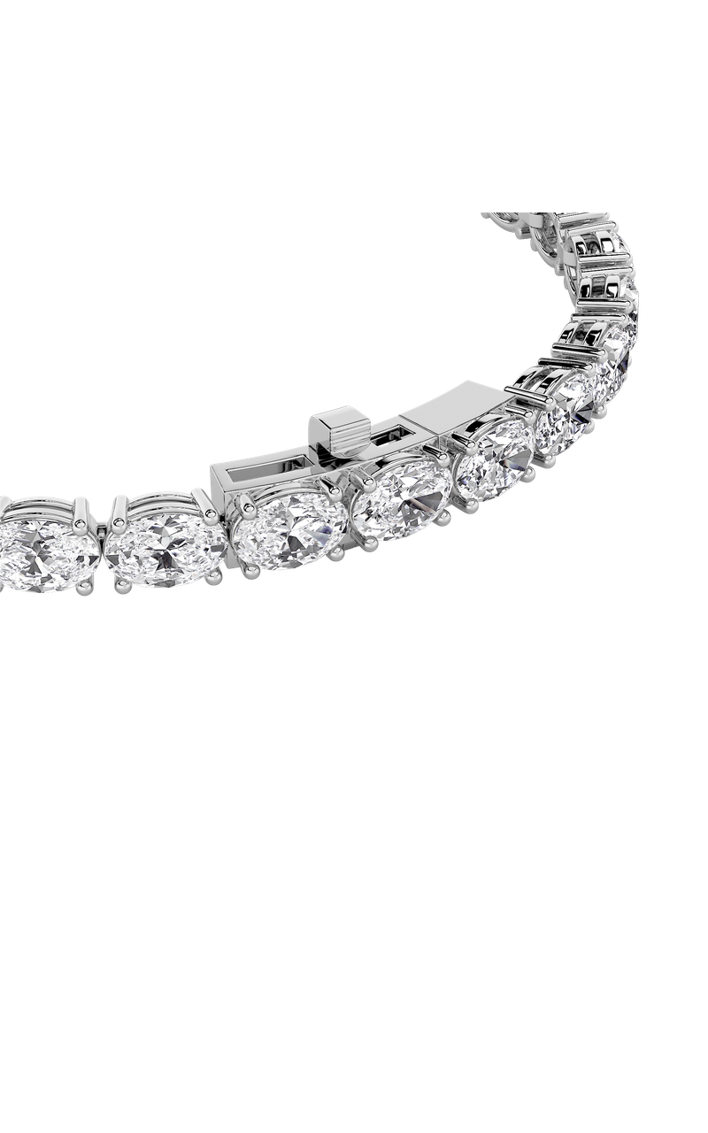 5CTW Oval Shaped Lab Grown Diamond (F/VS) Bracelet in 14K White Gold