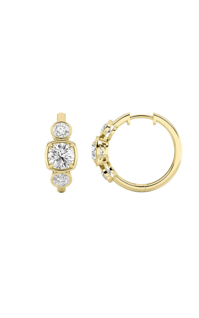 3CTW Round Shaped Lab Grown Diamond (F/VS) Earring in 14K Yellow Gold