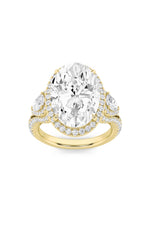 Load image into Gallery viewer, 7.25CTW Oval Shaped Lab Grown Diamond (F/VS) Bold Accented Engagement Ring in 14K Gold
