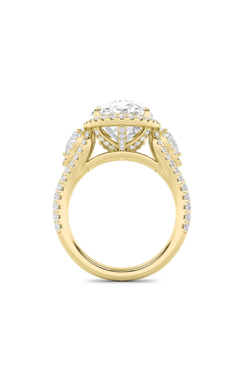 7.25CTW Oval Shaped Lab Grown Diamond (F/VS) Bold Accented Engagement Ring in 14K Gold