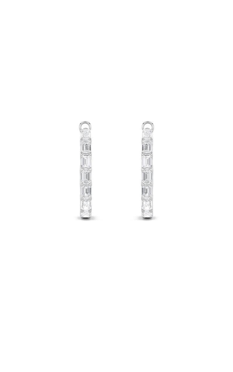 4CTW Emerald Shaped Lab Grown Diamond (F/VS) Earring in 14K White Gold
