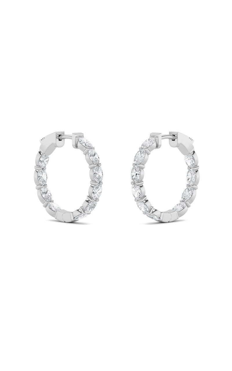 4CTW Oval Shaped Lab Grown Diamond (F/VS) Earring in 14K White Gold